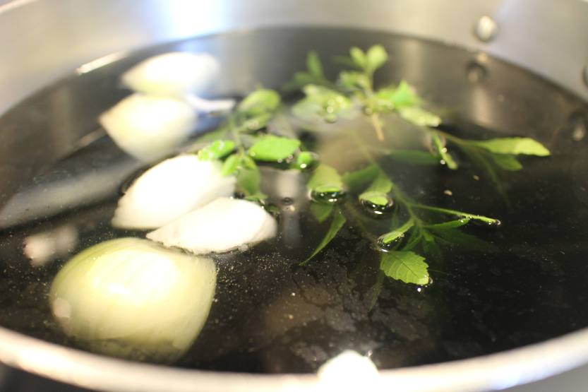 2013 0727 IMG_2301 Epazote in bean cooking liquid