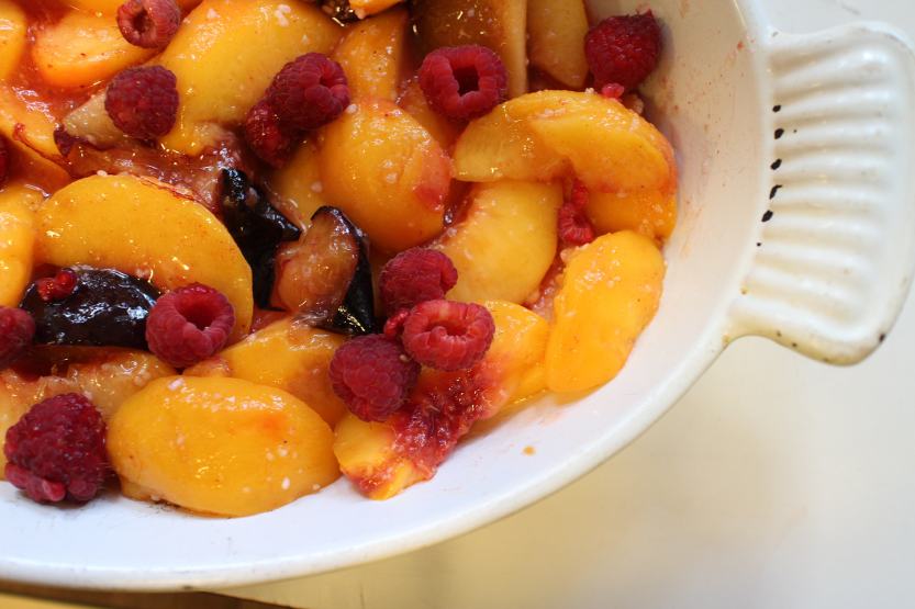 2013 00923 IMG_3207 Peach and plums in baking dish