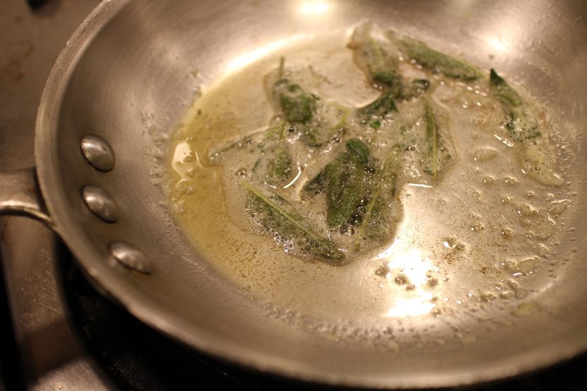 2014 0306 IMG_3961 Browning sage leaves in butter