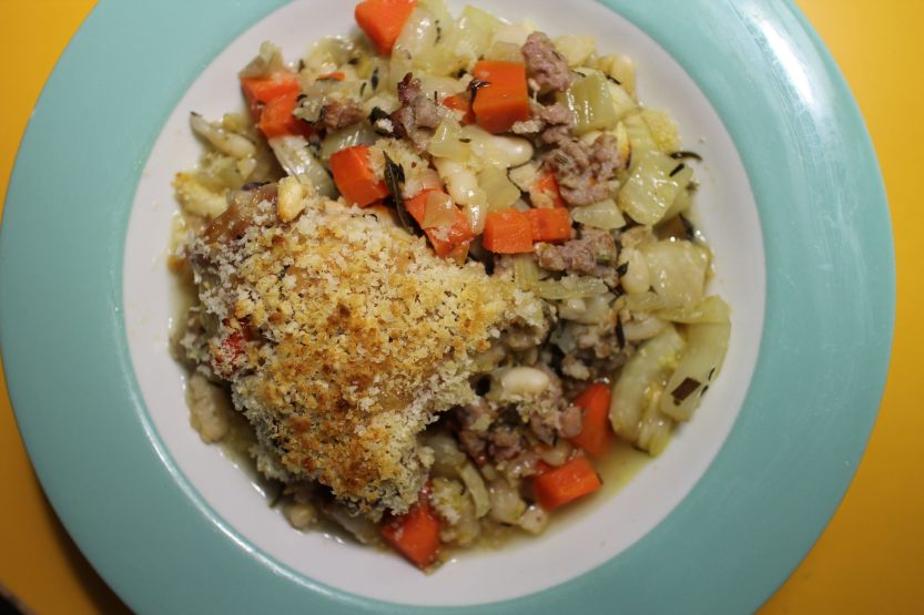 2014 0324 IMG_3999 cassoulet of chicken, fennel, sausage served