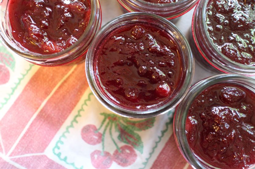 Sweet Cherry and Roasted Rhubarb Jam