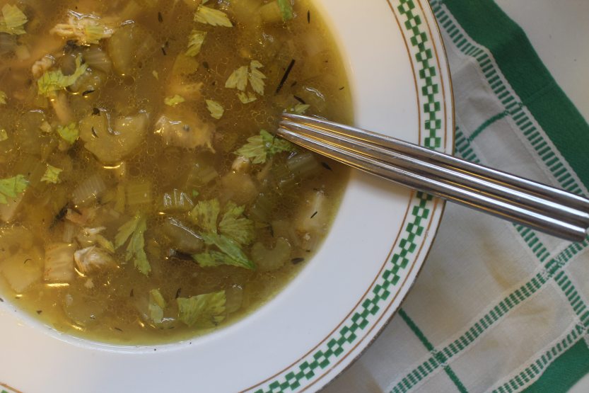 2015 0103 Roasted chicken and celery soup with wild rice
