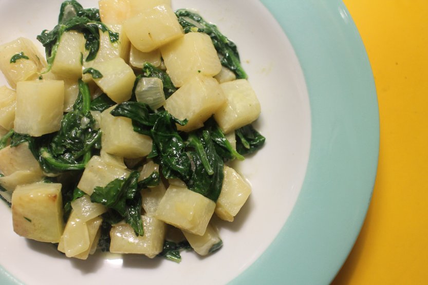 2015 1010 Braised kohlrabi and spinach